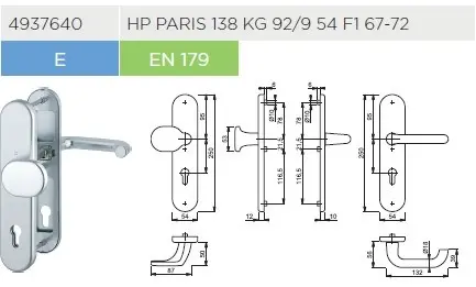 2 Nouzové sady klik dle EN179 HP PARIS WINKHAUS