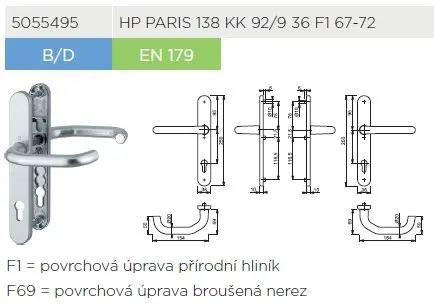 5 Nouzové sady klik dle EN179 HP PARIS WINKHAUS